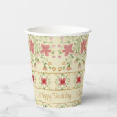 ピンクのフローラとクリーム 紙コップ (正面)