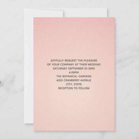 ピンクのフローラとダイヤモンドティアラエレガントな結婚式の請求書 招待状 (裏面)