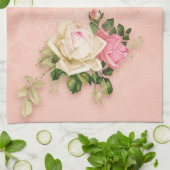 ピンクのフローラとダイヤモンドティアラプリンセスデザイン キッチンタオル (折り畳み)