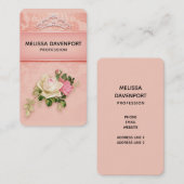 ピンクのフローラとダイヤモンドティアラプリンセスデザイン 名刺 (正面/裏面)