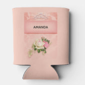 ピンクのフローラとダイヤモンドティアラプリンセスデザイン 缶クーラー (裏面)