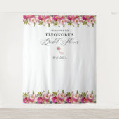 ピンクのフローラとハイヒールブライダルシャワーへようこそ タペストリー (正面)
