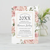 ピンクのフローラとバック卒業パーティーの写真 招待状 (スタンド正面)