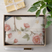 ピンクのフローラとブルーバードのデザインの切り離し 薄葉紙 (ギフト)