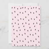 ピンクのフローラとメロン1歳の誕生日に1つ縫い付け 招待状 (裏面)