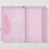 ピンクのフローラとレースの並んだジャーナルページ (正面/裏面)