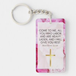 ピンクのフローラと信仰 キーホルダー