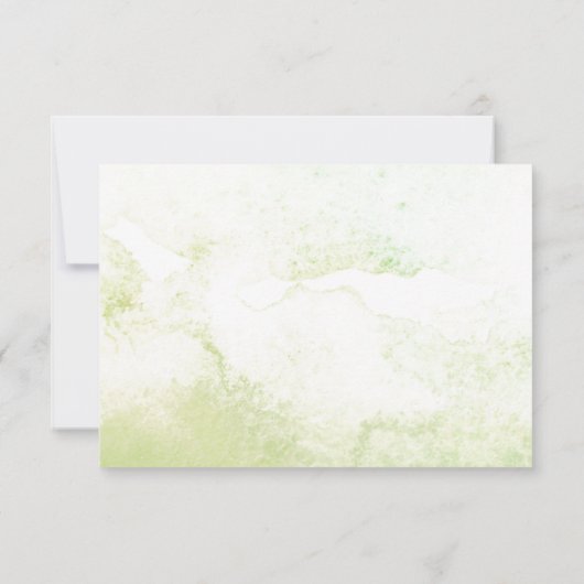 ピンクのフローラと緑の水の色のスプラッシュRSVP 出欠カード (裏面)