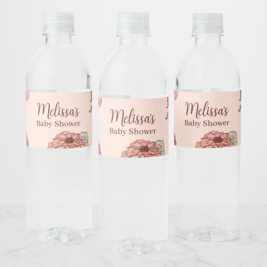 ピンクのフローラと緑離れの赤ちゃん ペットボトルラベル (ボトル)