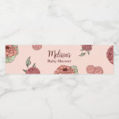 ピンクのフローラと緑離れの赤ちゃん ペットボトルラベル (シングルラベル)