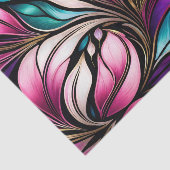 ピンクのフローラと葉ステンドグラスの外観 薄葉紙 (詳細)