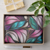 ピンクのフローラと葉ステンドグラスの外観 薄葉紙 (ギフト)