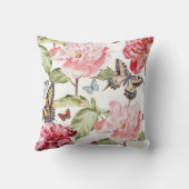 ピンクのフローラと蝶とモノグラム クッション (裏面)