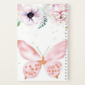 ピンクのフローラと蝶の賛美と祈りの言葉ジャーナル ノートブック (裏面)