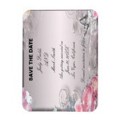 ピンクのフローラと蝶は日付磁石を保存 マグネット (縦)