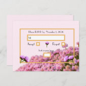 ピンクのフローラと金ゴールドのRSVPはがき ポストカード (正面/裏面)