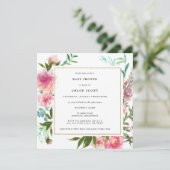 ピンクのフローラと金ゴールドエレガントの赤ちゃんシャワー 招待状 (スタンド正面)