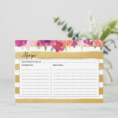 ピンクのフローラと金ゴールドレシピカード (スタンド正面)