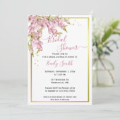 ピンクのフローラと金ゴールド | ブリアルシャワー招待状 招待状 (スタンド正面)