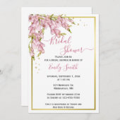 ピンクのフローラと金ゴールド | ブリアルシャワー招待状 招待状 (正面/裏面)