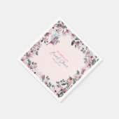 ピンクのフローラと鳥のエレガントブライダルシャワー スタンダードカクテルナプキン (角)