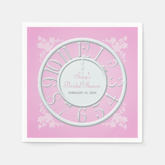 ピンクのフローラのまわりにザクロックシャワーナプキン スタンダードカクテルナプキン (正面)