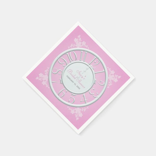 ピンクのフローラのまわりにザクロックシャワーナプキン スタンダードカクテルナプキン (角)