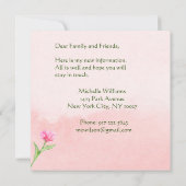 ピンクのフローラのエレガント移動のお知らせ 案内状 (裏面)