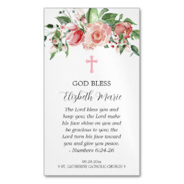 ピンクのフローラのバプテスマが女の子のマグネットのパーティーを引き立てる マグネット名刺