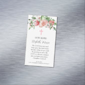 ピンクのフローラのバプテスマが女の子のマグネットのパーティーを引き立てる マグネット名刺 (インサイチュ)