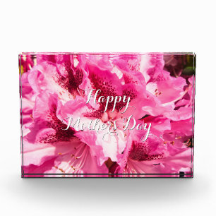 ピンクのフローラのパーソナライズされた至福 – Mother's Day フォトブロック