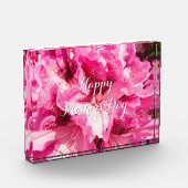 ピンクのフローラのパーソナライズされた至福 – Mother's Day フォトブロック (左)