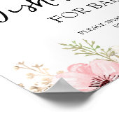 ピンクのフローラのベビーサイン ポスター (角)