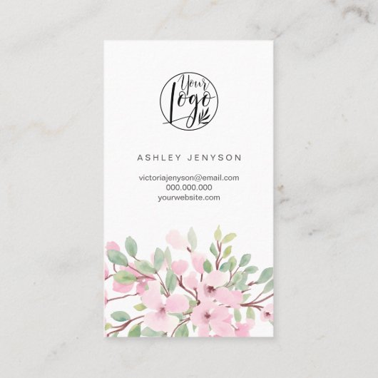 ピンクのフローラのロゴの感謝してい順序 名刺 (裏面)