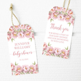 ピンクのフローラの女の子の感謝していシャワーあなたがギフトラベル ギフトタグ
