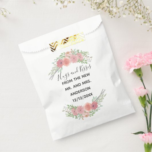 ピンクのフローラの抱擁とミセス結婚ズのキス フェイバーバッグ (封をした状態)