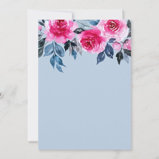 ピンクのフローラの水の色のリハエレガントーサルディナー 招待状 (裏面)