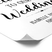 ピンクのフローラの水の色の結婚歓迎のサイン ポスター (角)