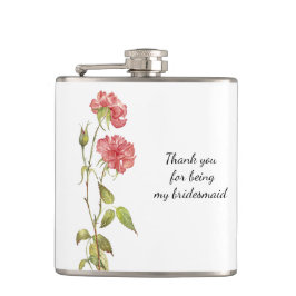 ピンクのフローラの水彩花嫁感謝してい女あなた フラスク