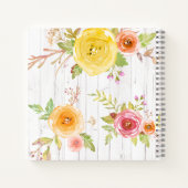 ピンクのフローラの水色のsketchbook素朴な名前 ノートブック (裏面)