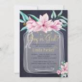 ピンクのフローラの素朴な金ゴールドのジャガージェンダーが明らかにする 招待状 (正面)