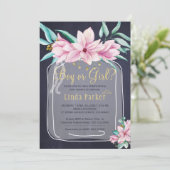 ピンクのフローラの素朴な金ゴールドのジャガージェンダーが明らかにする 招待状 (スタンド正面)