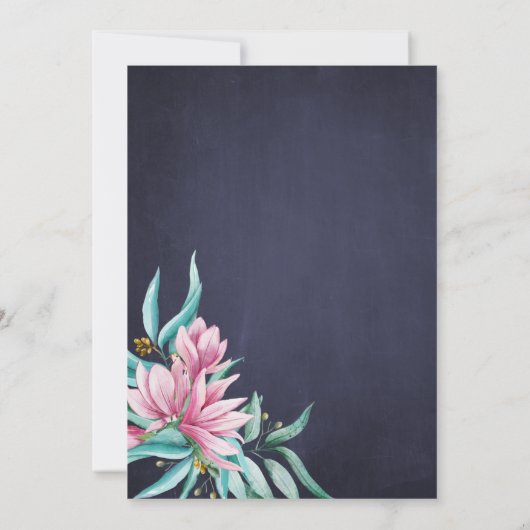 ピンクのフローラの素朴な金ゴールドのジャガージェンダーが明らかにする 招待状 (裏面)