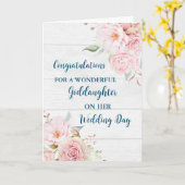 ピンクのフローラの結婚女神のお祝い カード (黄色い花)