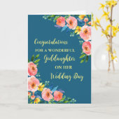 ピンクのフローラの結婚女神のお祝い カード (黄色い花)