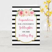 ピンクのフローラの結婚女神のお祝い カード (黄色い花)