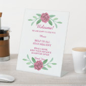 ピンクのフローラの結婚緑の葉の台座のサイン 台座サイン (インサイチュ)