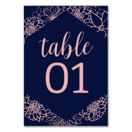 ピンクのフローラの結婚輪郭 テーブルナンバー
