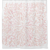 ピンクのフローラの羽葉と シャワーカーテン (正面)