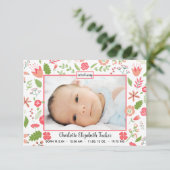 ピンクのフローラの花束 – 3x5生誕発表 案内状 (スタンド正面)